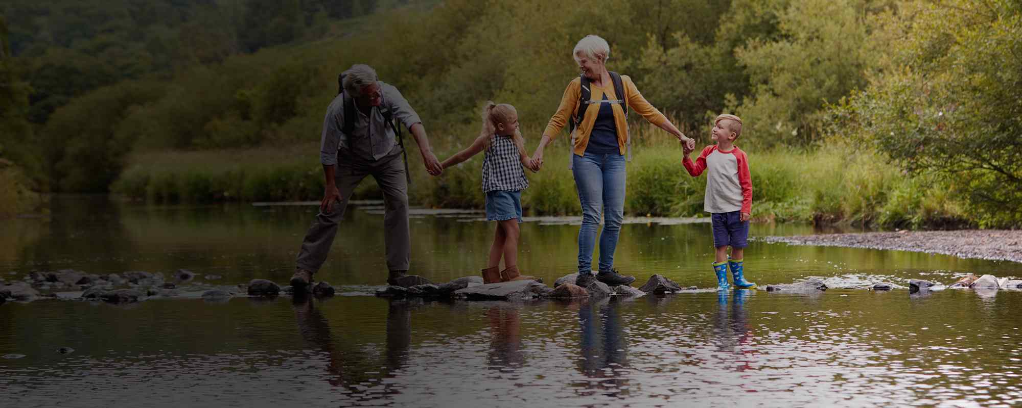 Family in a lake